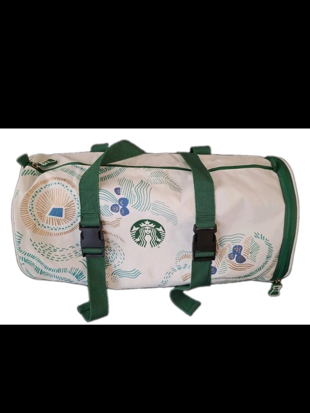 STARBUCKS White & Green Large Capacity GYM BAG Travel Bag TOTE BAG